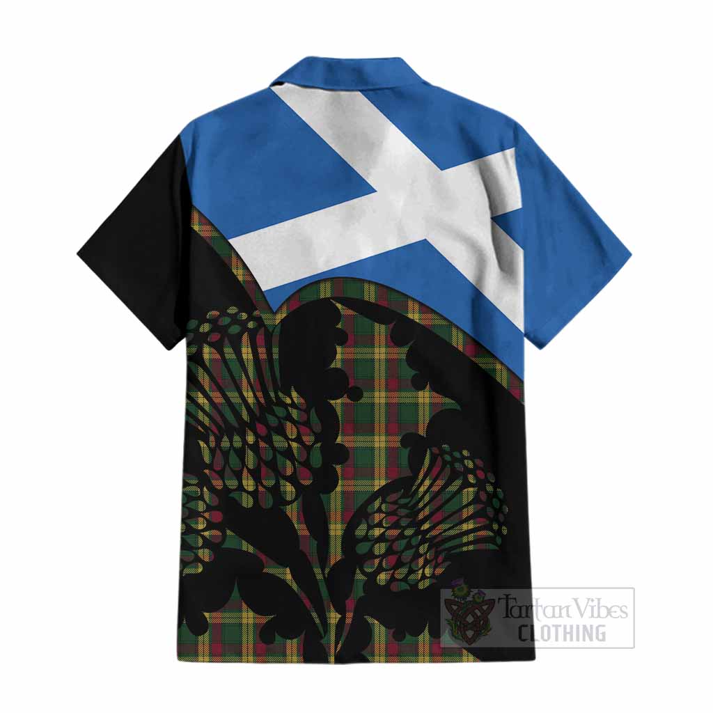 MacMillan (McMillan) Tartan Family Crest Cotton Hawaiian Shirt Scotland Thistle Floral Flag Style