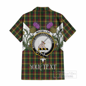 MacMillan (McMillan) Tartan Family Crest Cotton Hawaiian Shirt Scottish Burns Night Thistle Floral