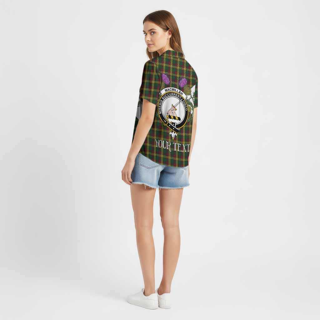 MacMillan (McMillan) Tartan Family Crest Cotton Hawaiian Shirt Scottish Burns Night Thistle Floral