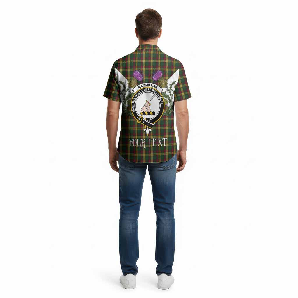 MacMillan (McMillan) Tartan Family Crest Cotton Hawaiian Shirt Scottish Burns Night Thistle Floral