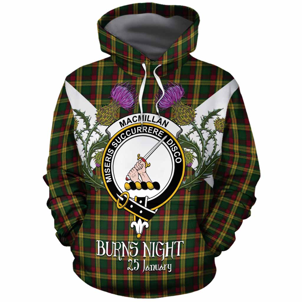 MacMillan (McMillan) Tartan Family Crest Cotton Hoodie Scottish Burns Night Thistle Floral