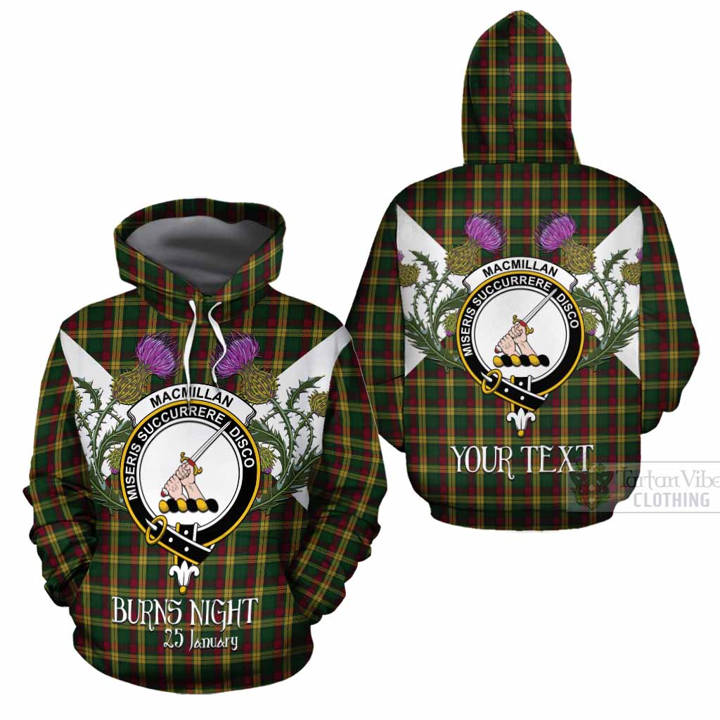 MacMillan (McMillan) Tartan Family Crest Cotton Hoodie Scottish Burns Night Thistle Floral