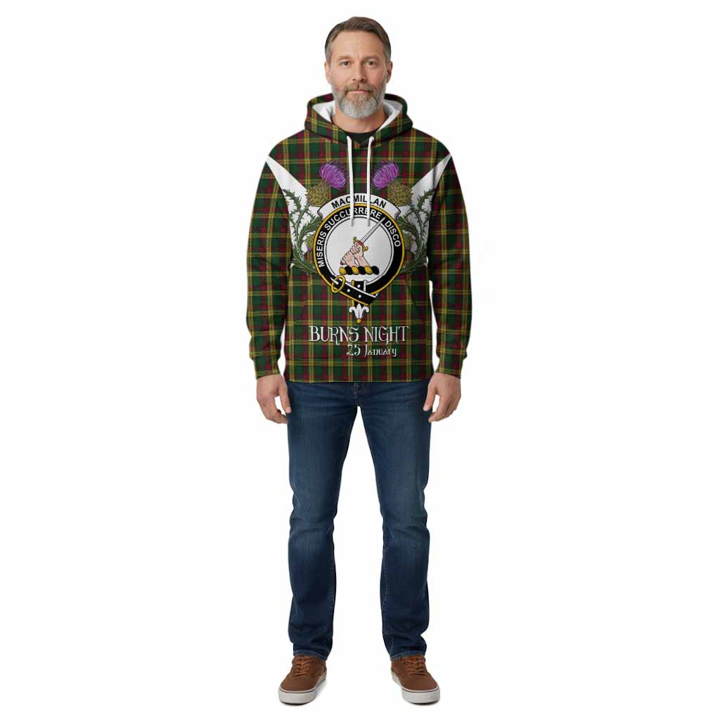 MacMillan (McMillan) Tartan Family Crest Cotton Hoodie Scottish Burns Night Thistle Floral
