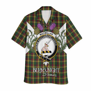 MacMillan (McMillan) Tartan Family Crest Hawaiian Shirt Scottish Burns Night Thistle Floral