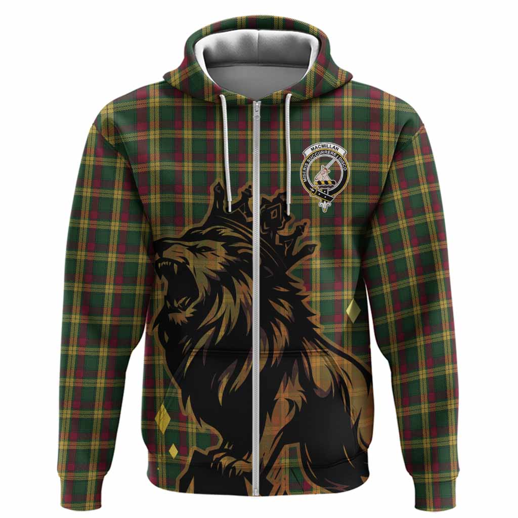 MacMillan (McMillan) Tartan Family Crest Hoodie Crowned Lion Roaring