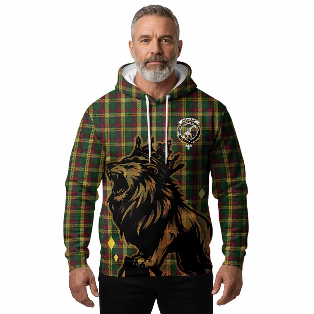 MacMillan (McMillan) Tartan Family Crest Hoodie Crowned Lion Roaring
