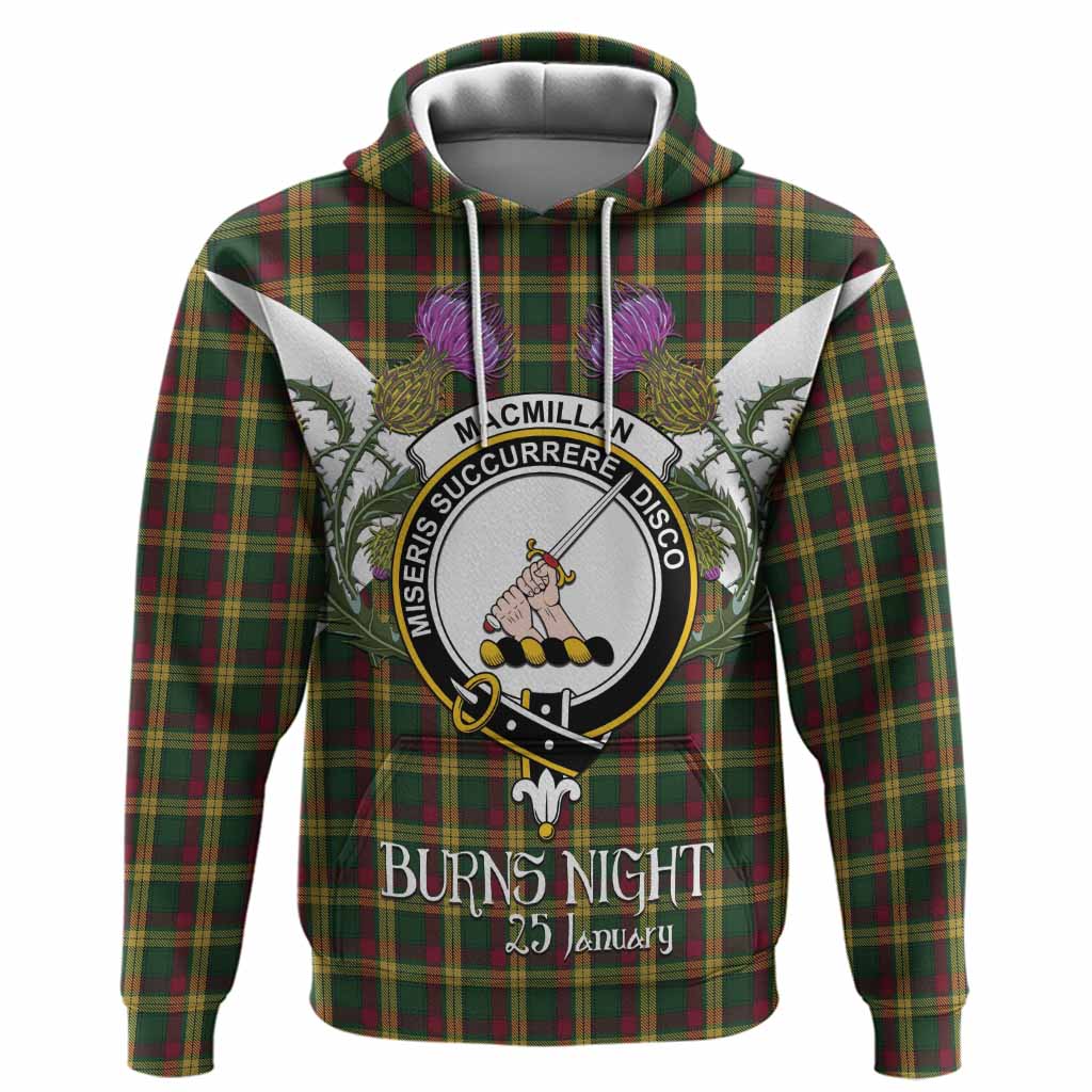MacMillan (McMillan) Tartan Family Crest Hoodie Scottish Burns Night Thistle Floral