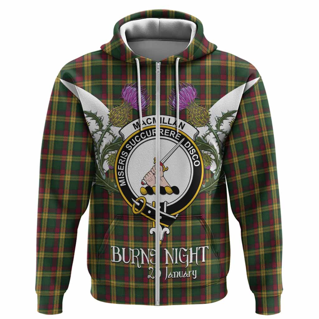 MacMillan (McMillan) Tartan Family Crest Hoodie Scottish Burns Night Thistle Floral