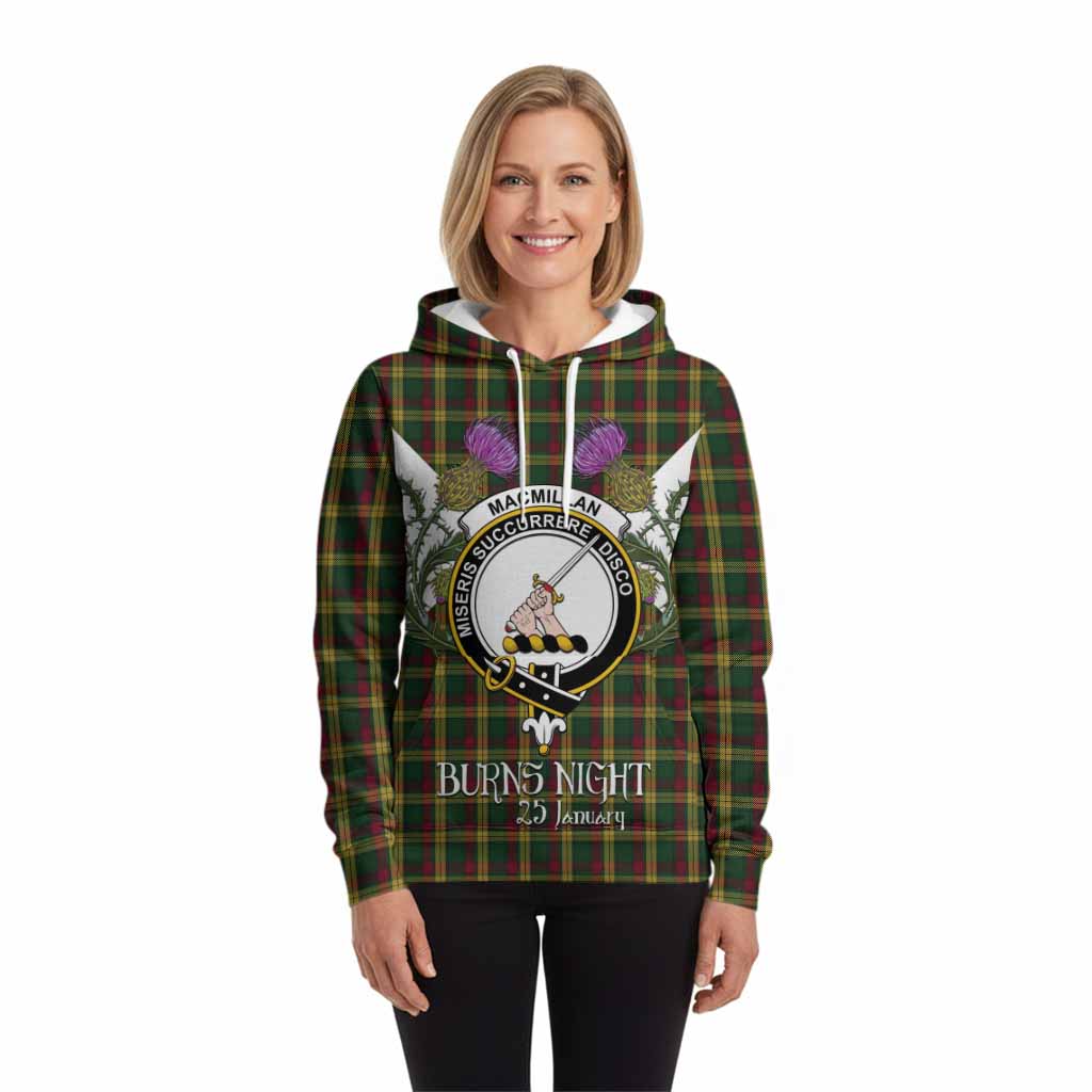 MacMillan (McMillan) Tartan Family Crest Hoodie Scottish Burns Night Thistle Floral