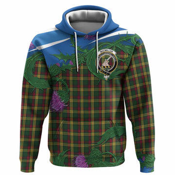 MacMillan (McMillan) Tartan Family Crest Hoodie Thistle in Minimalism
