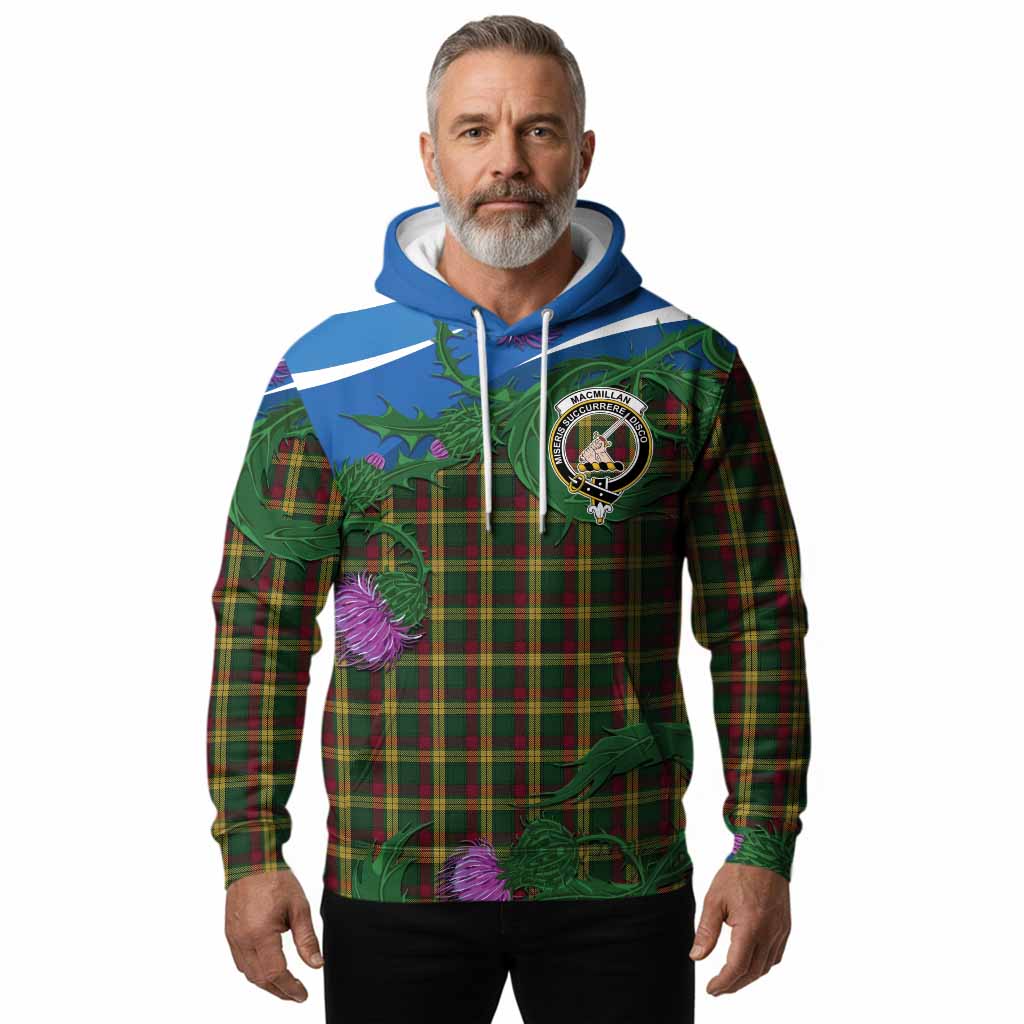 MacMillan (McMillan) Tartan Family Crest Hoodie Thistle in Minimalism