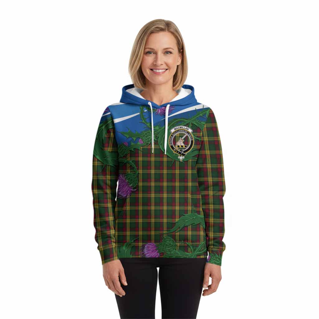 MacMillan (McMillan) Tartan Family Crest Hoodie Thistle in Minimalism