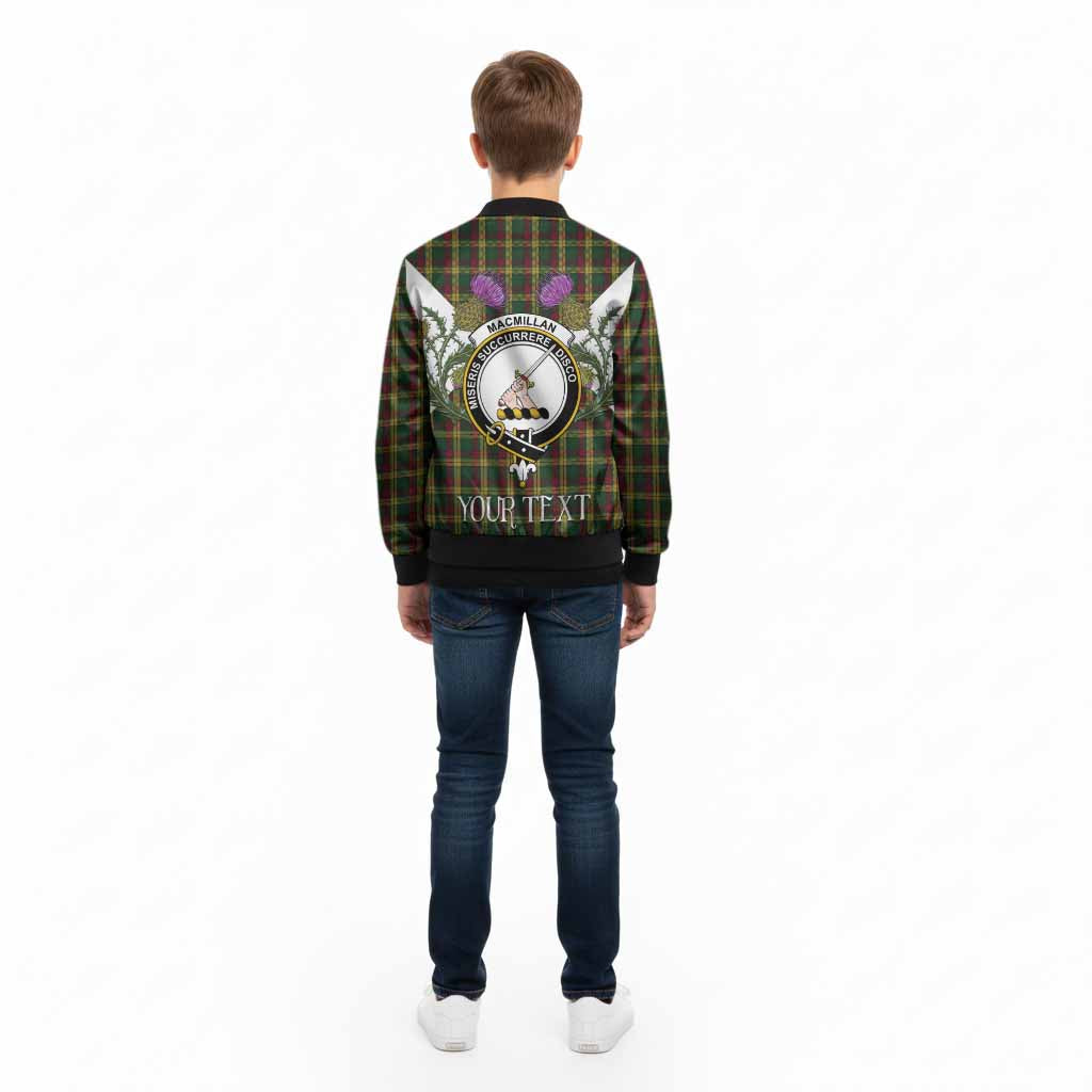 MacMillan (McMillan) Tartan Family Crest Kid Bomber Jacket Scottish Burns Night Thistle Floral