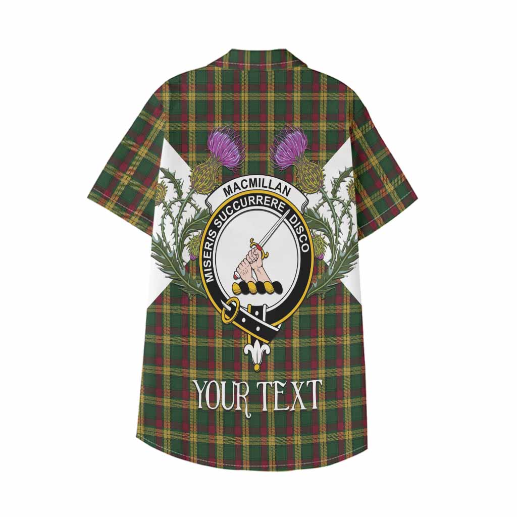 MacMillan (McMillan) Tartan Family Crest Kid Hawaiian Shirt Scottish Burns Night Thistle Floral