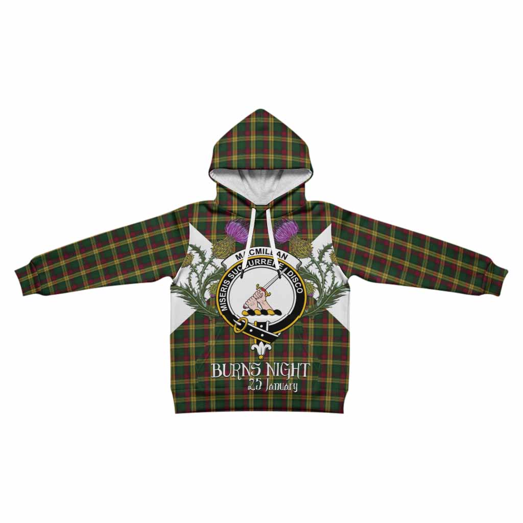 MacMillan (McMillan) Tartan Family Crest Kid Hoodie Scottish Burns Night Thistle Floral