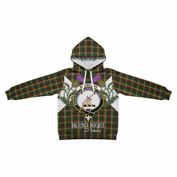 MacMillan (McMillan) Tartan Family Crest Kid Hoodie Scottish Burns Night Thistle Floral