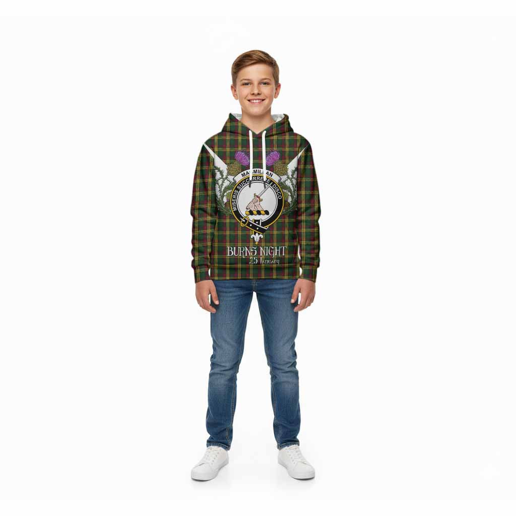 MacMillan (McMillan) Tartan Family Crest Kid Hoodie Scottish Burns Night Thistle Floral