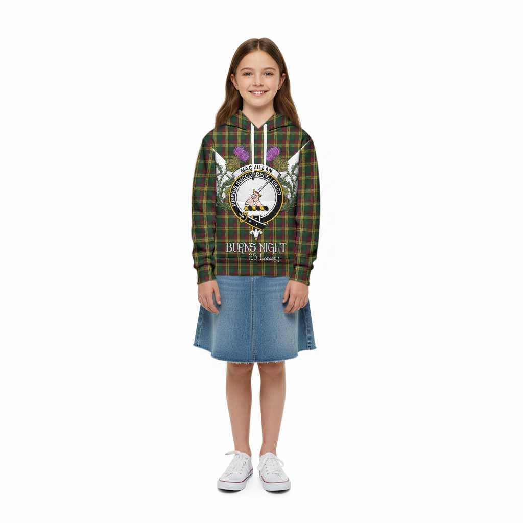 MacMillan (McMillan) Tartan Family Crest Kid Hoodie Scottish Burns Night Thistle Floral