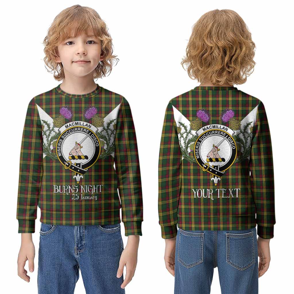 MacMillan (McMillan) Tartan Family Crest Kid Knitted Sweatshirt Scottish Burns Night Thistle Floral