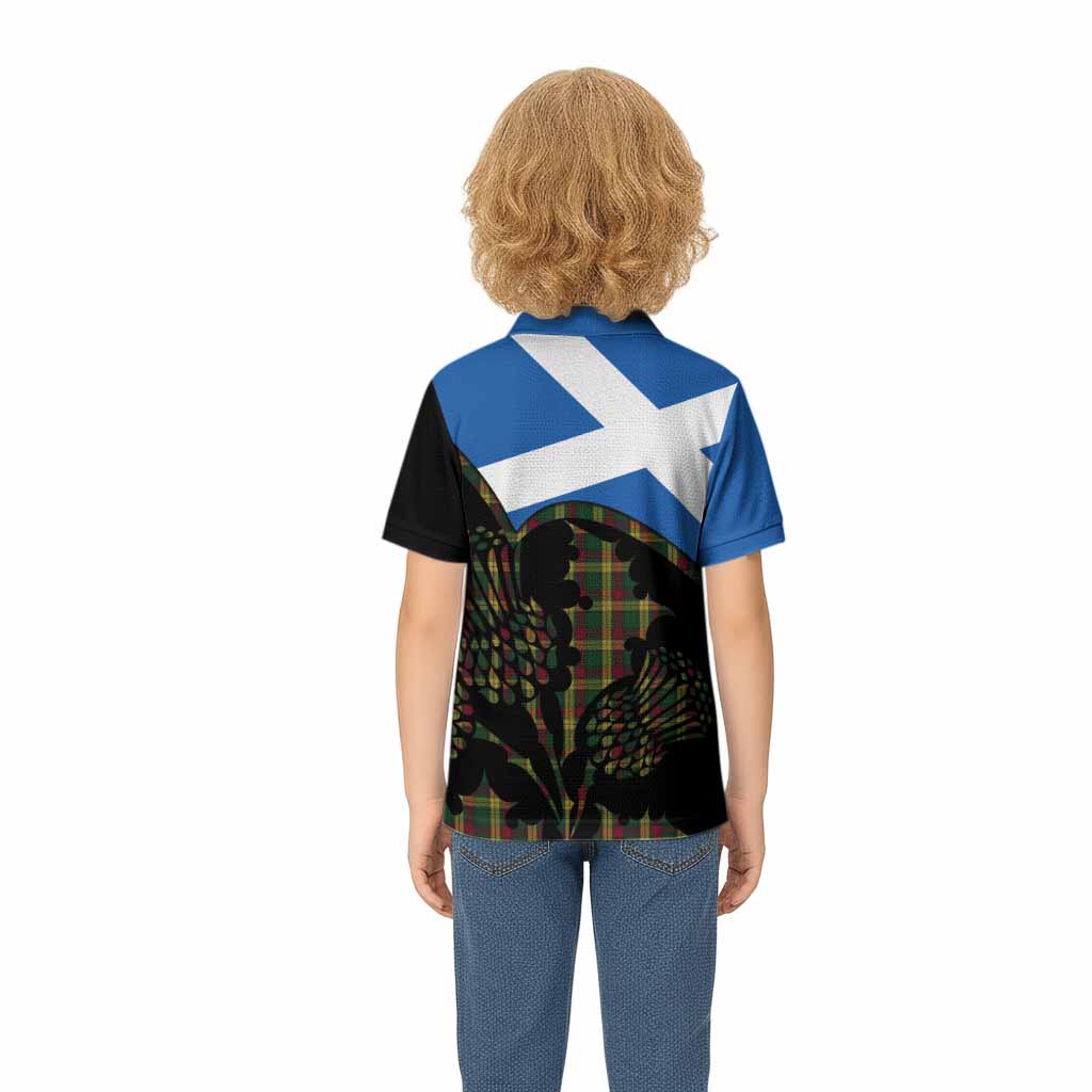 MacMillan (McMillan) Tartan Family Crest Kid Polo Shirt Scotland Thistle Floral Flag Style