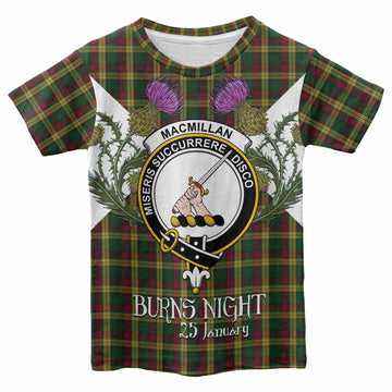 MacMillan (McMillan) Tartan Family Crest Kid T-shirt Scottish Burns Night Thistle Floral