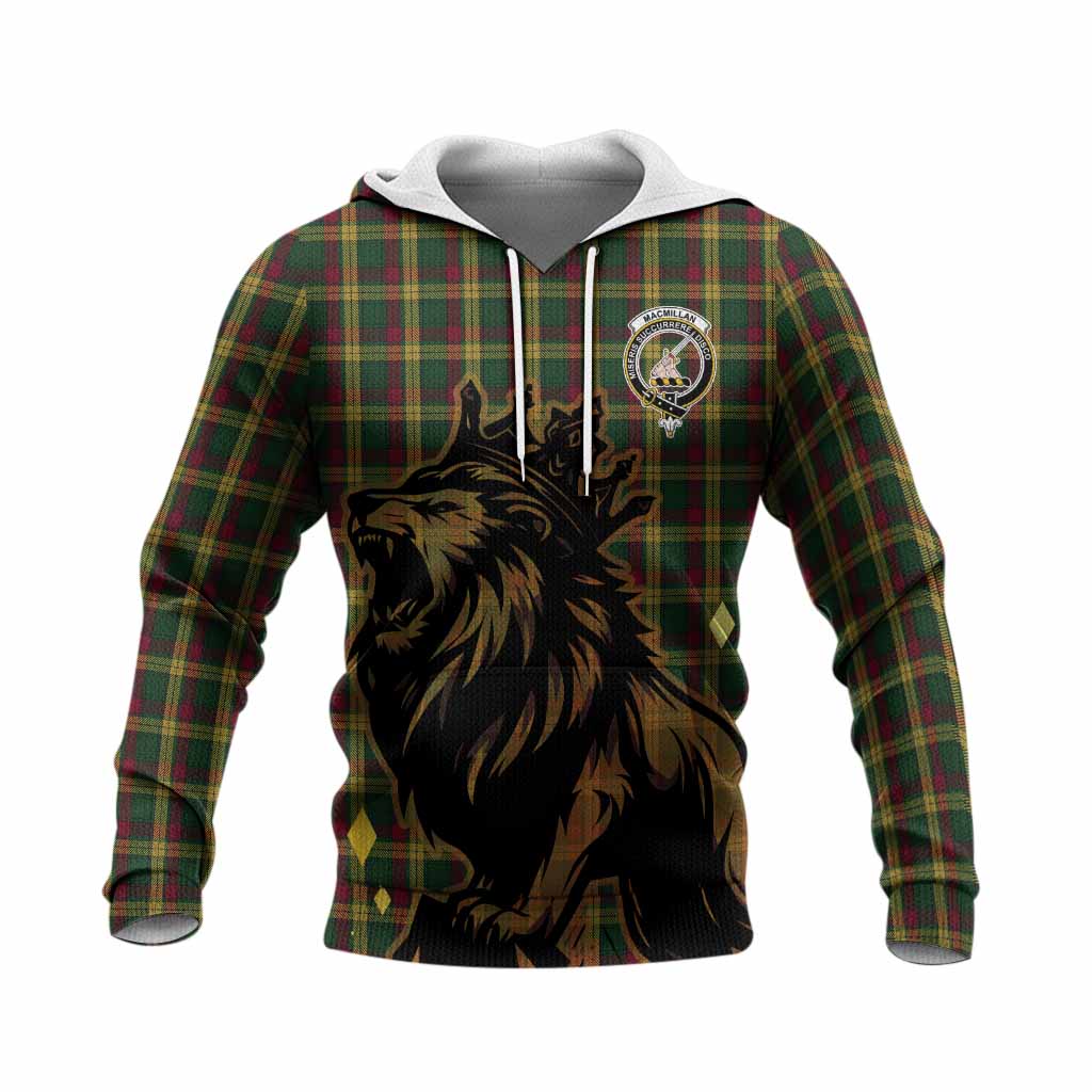 MacMillan (McMillan) Tartan Family Crest Knitted Hoodie Crowned Lion Roaring