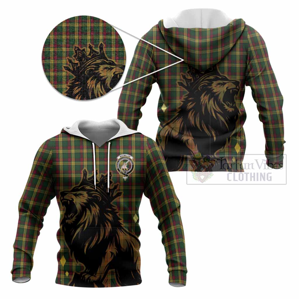 MacMillan (McMillan) Tartan Family Crest Knitted Hoodie Crowned Lion Roaring