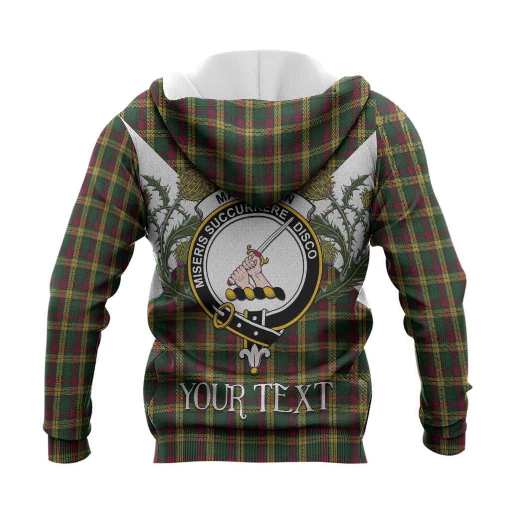 MacMillan (McMillan) Tartan Family Crest Knitted Hoodie Scottish Burns Night Thistle Floral