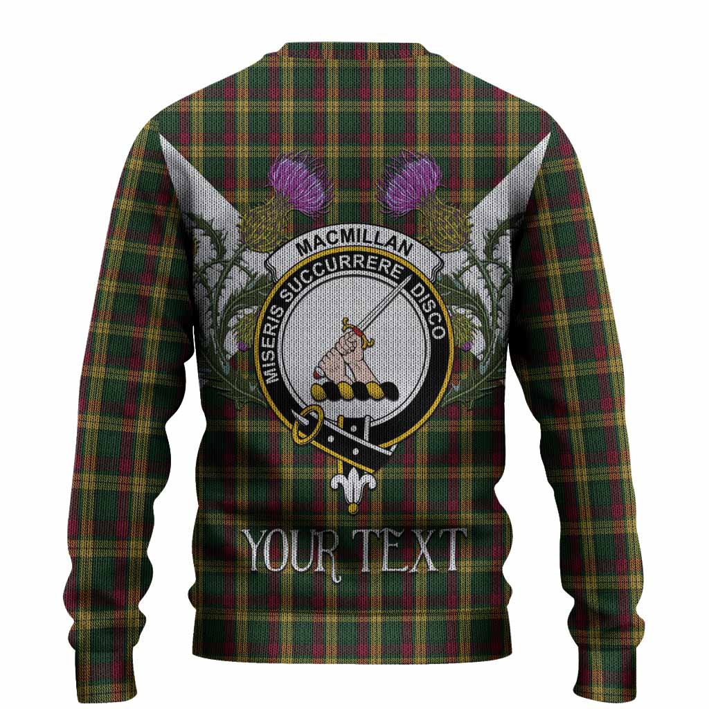 MacMillan (McMillan) Tartan Family Crest Knitted Sweater Scottish Burns Night Thistle Floral