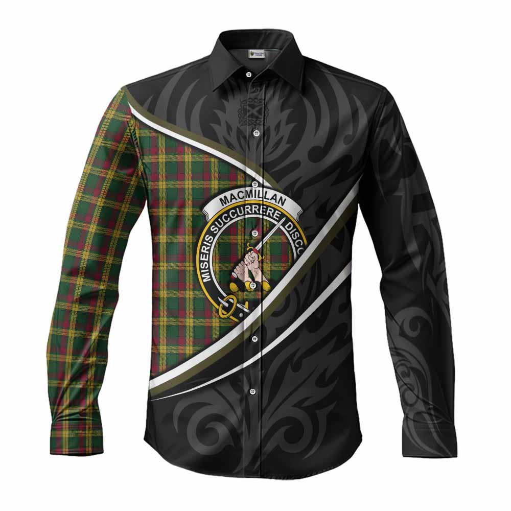 MacMillan (McMillan) Tartan Family Crest Long Sleeve Button Shirts Celtic Scottish Thistle Floral - Tartan Vibes Clothing
