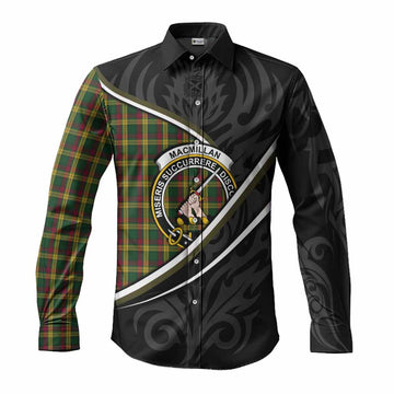 MacMillan (McMillan) Tartan Family Crest Long Sleeve Button Shirts Celtic Scottish Thistle Floral