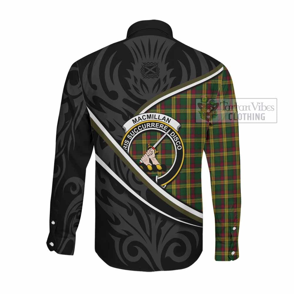MacMillan (McMillan) Tartan Family Crest Long Sleeve Button Shirts Celtic Scottish Thistle Floral - Tartan Vibes Clothing