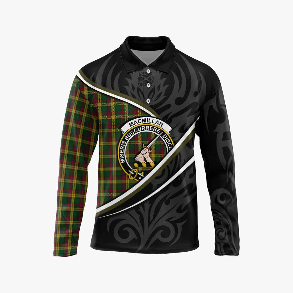 MacMillan (McMillan) Tartan Family Crest Long Sleeve Polo Shirt Celtic Scottish Thistle Floral - Tartan Vibes Clothing
