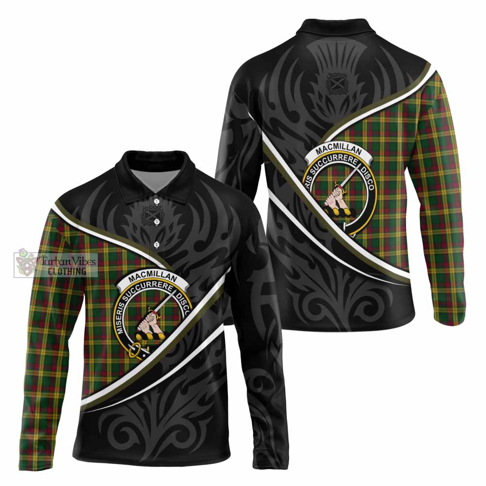 MacMillan (McMillan) Tartan Family Crest Long Sleeve Polo Shirt Celtic Scottish Thistle Floral - Tartan Vibes Clothing