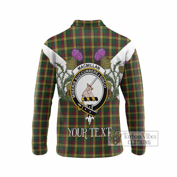 MacMillan (McMillan) Tartan Family Crest Long Sleeve Polo Shirt Scottish Burns Night Thistle Floral