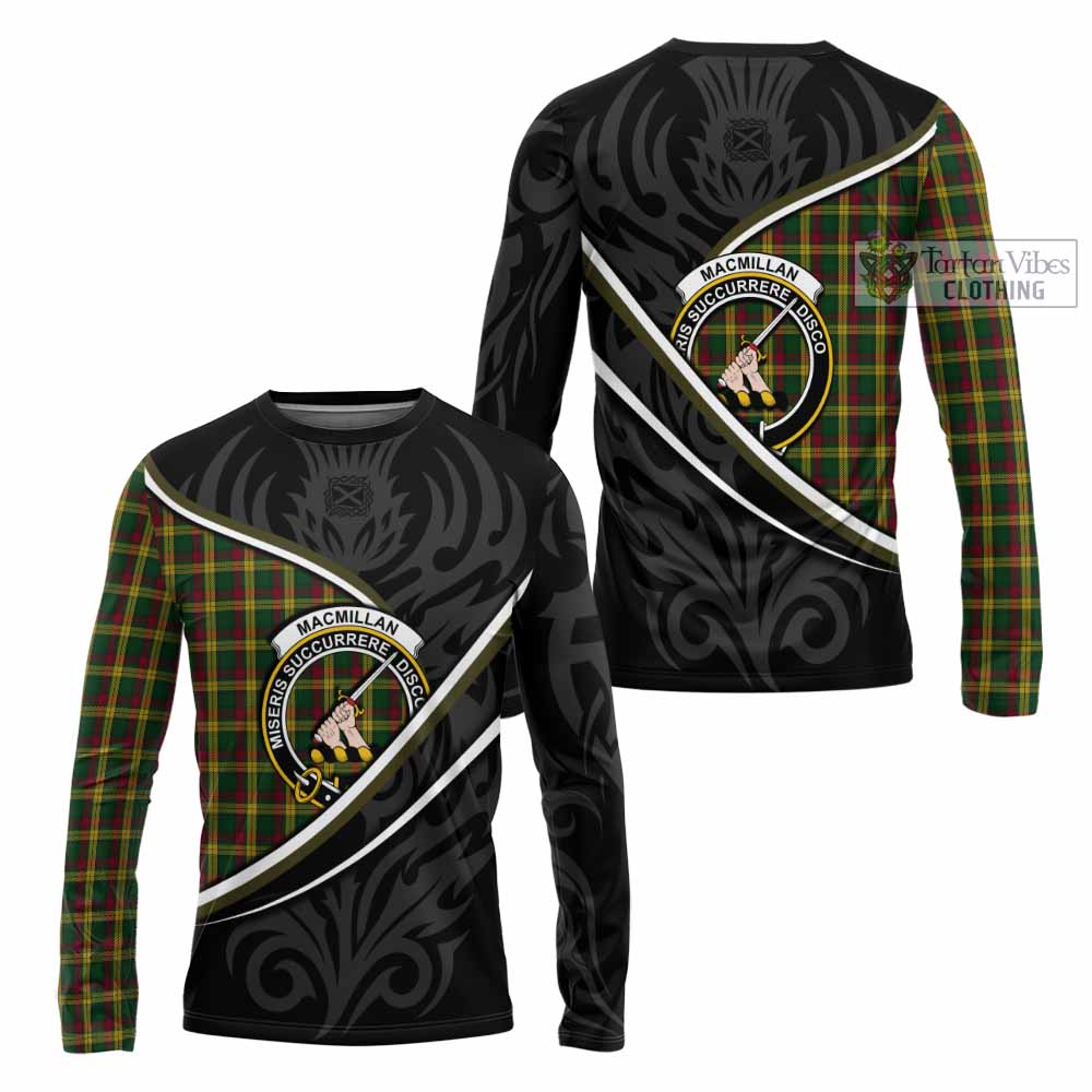 MacMillan (McMillan) Tartan Family Crest Long Sleeve T-Shirt Celtic Scottish Thistle Floral - Tartan Vibes Clothing