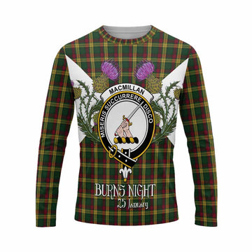 MacMillan (McMillan) Tartan Family Crest Long Sleeve T-Shirt Scottish Burns Night Thistle Floral