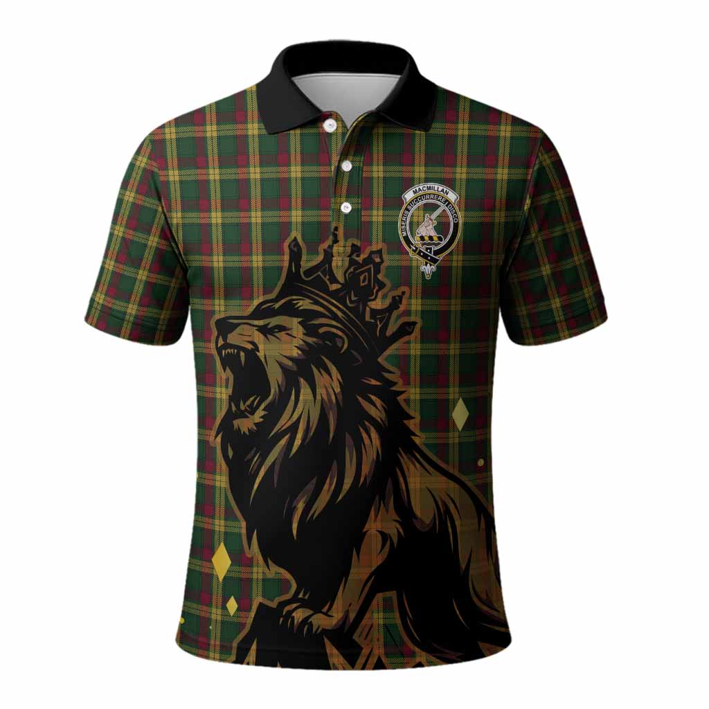 MacMillan (McMillan) Tartan Family Crest Polo Shirt Crowned Lion Roaring