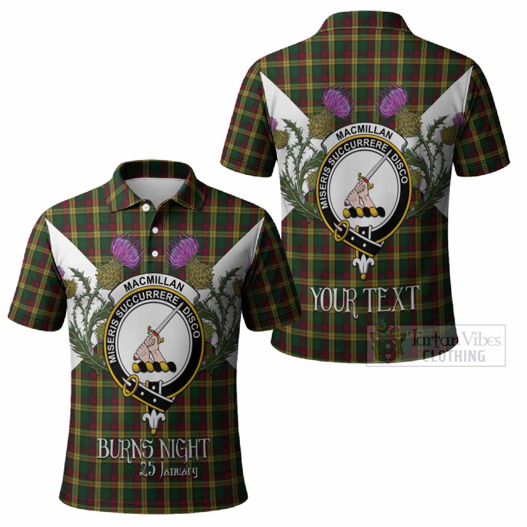 MacMillan (McMillan) Tartan Family Crest Polo Shirt Scottish Burns Night Thistle Floral