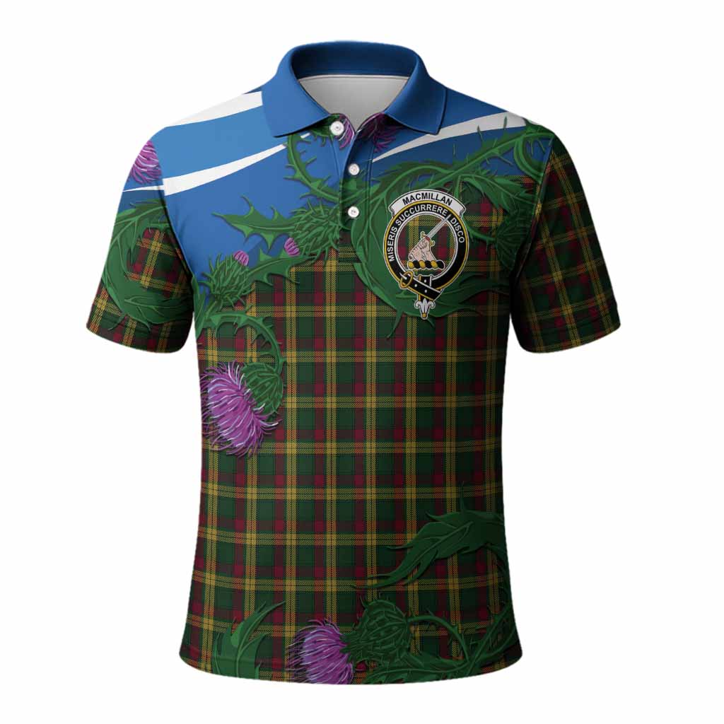 MacMillan (McMillan) Tartan Family Crest Polo Shirt Thistle in Minimalism