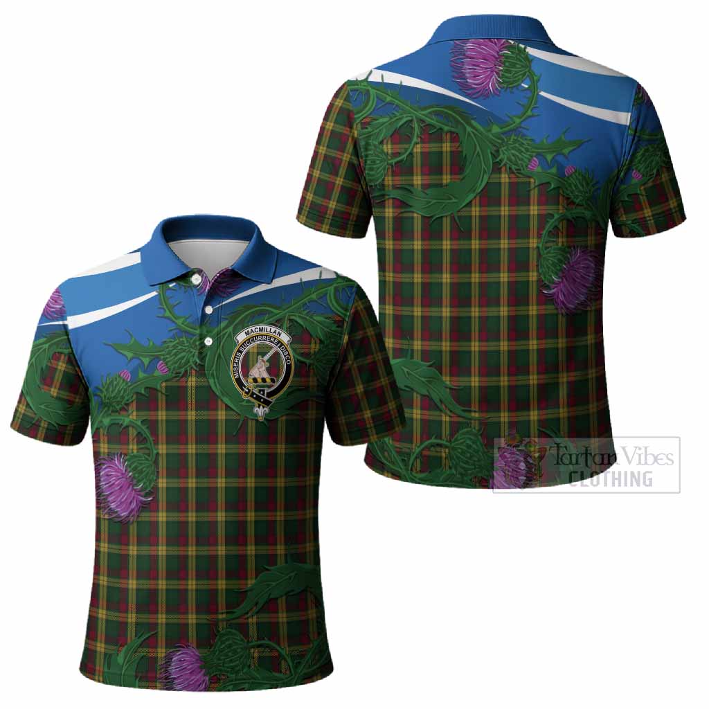 MacMillan (McMillan) Tartan Family Crest Polo Shirt Thistle in Minimalism