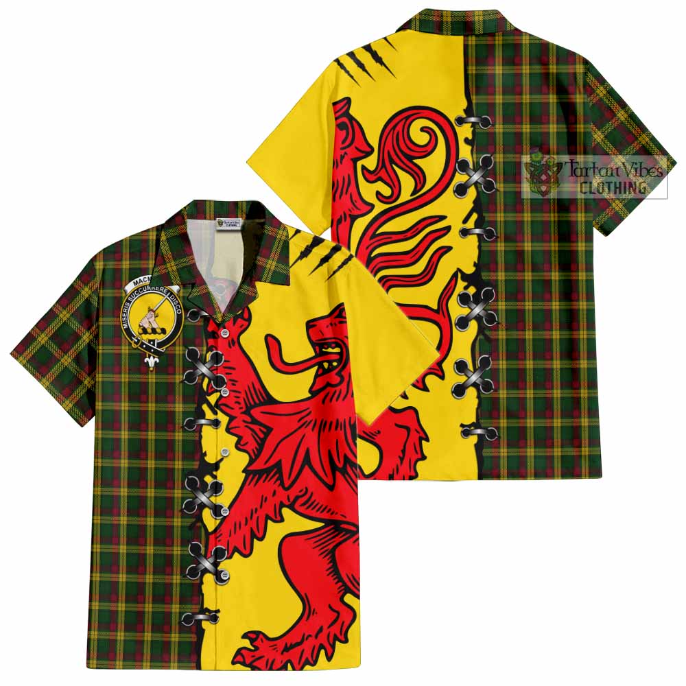MacMillan (McMillan) Tartan Family Crest Short Sleeve Button Shirt Lion Rampant Honor - Tartan Vibes Clothing