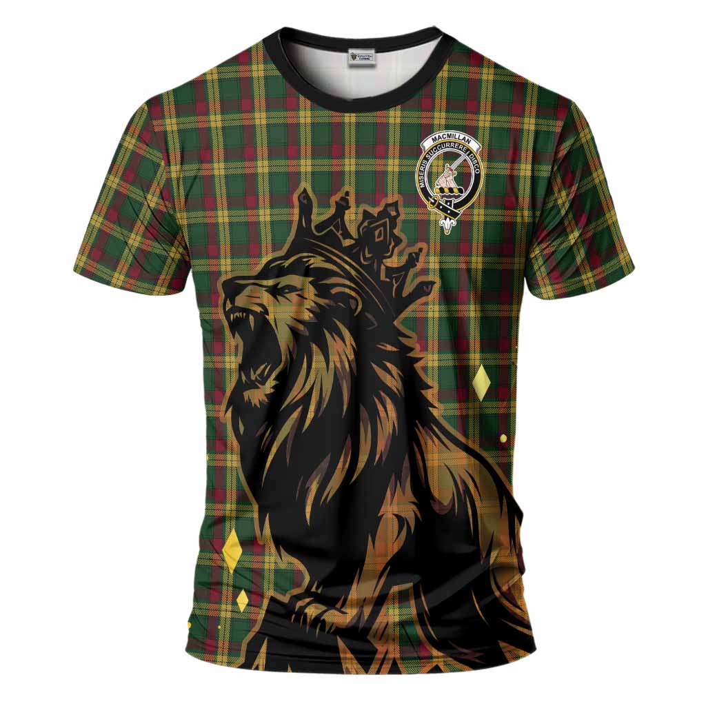 MacMillan (McMillan) Tartan Family Crest T-Shirt Crowned Lion Roaring