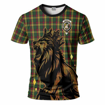 MacMillan (McMillan) Tartan Family Crest T-Shirt Crowned Lion Roaring