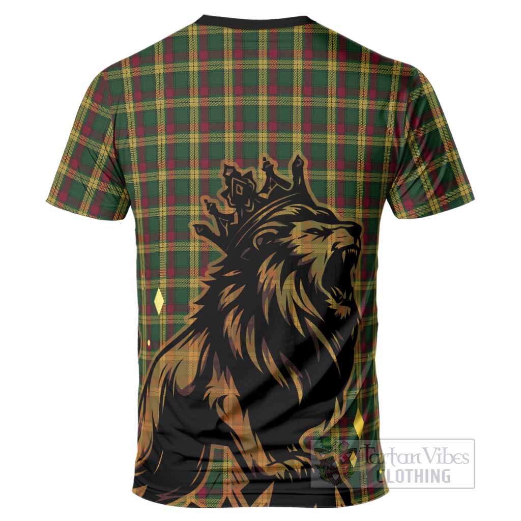 MacMillan (McMillan) Tartan Family Crest T-Shirt Crowned Lion Roaring