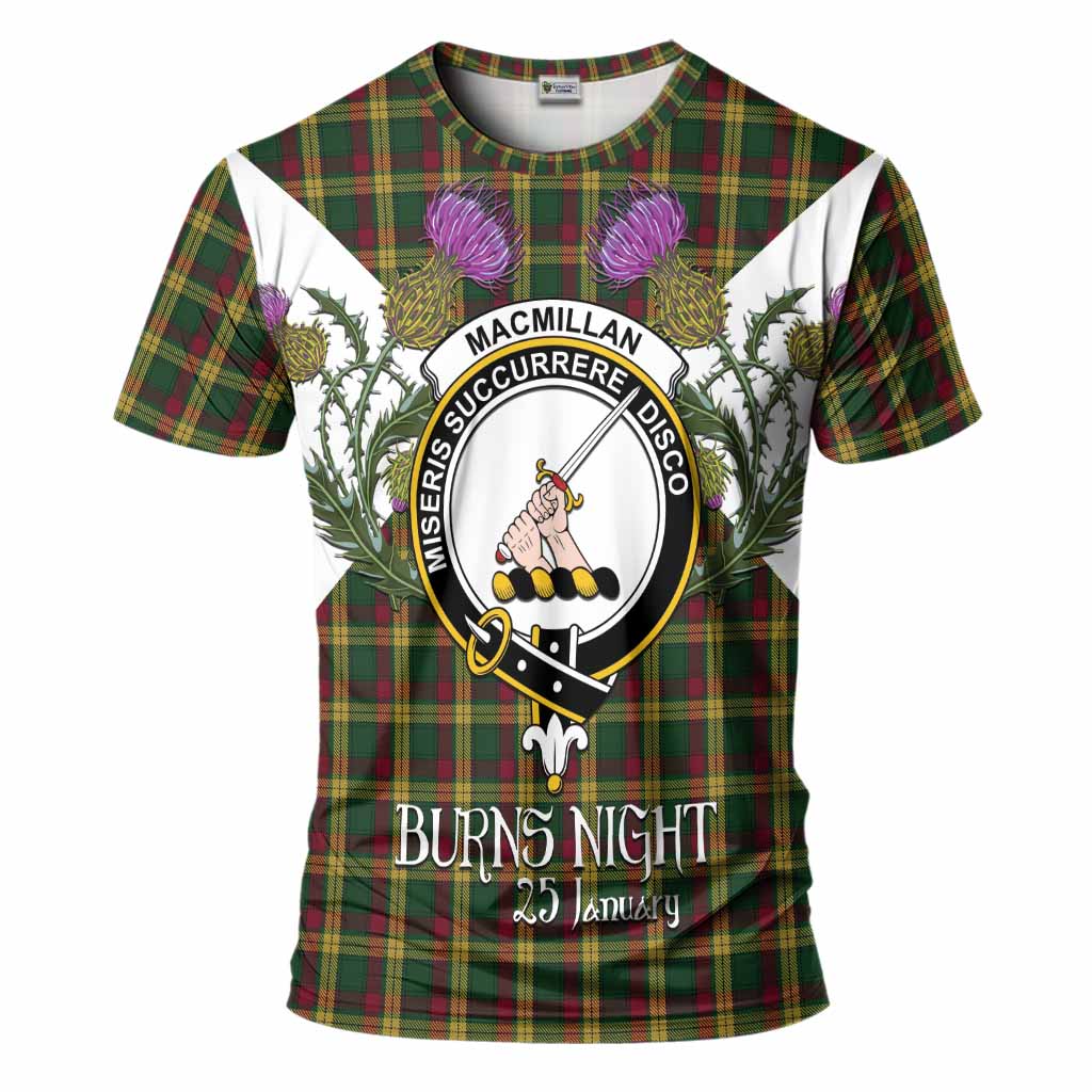 MacMillan (McMillan) Tartan Family Crest T-Shirt Scottish Burns Night Thistle Floral