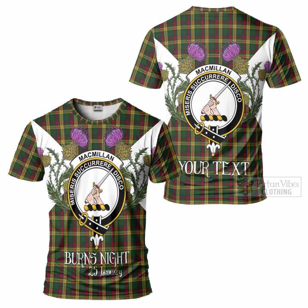 MacMillan (McMillan) Tartan Family Crest T-Shirt Scottish Burns Night Thistle Floral