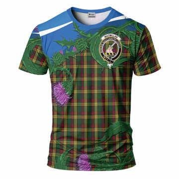 MacMillan (McMillan) Tartan Family Crest T-Shirt Thistle in Minimalism