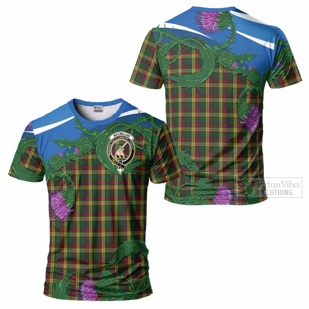 MacMillan (McMillan) Tartan Family Crest T-Shirt Thistle in Minimalism