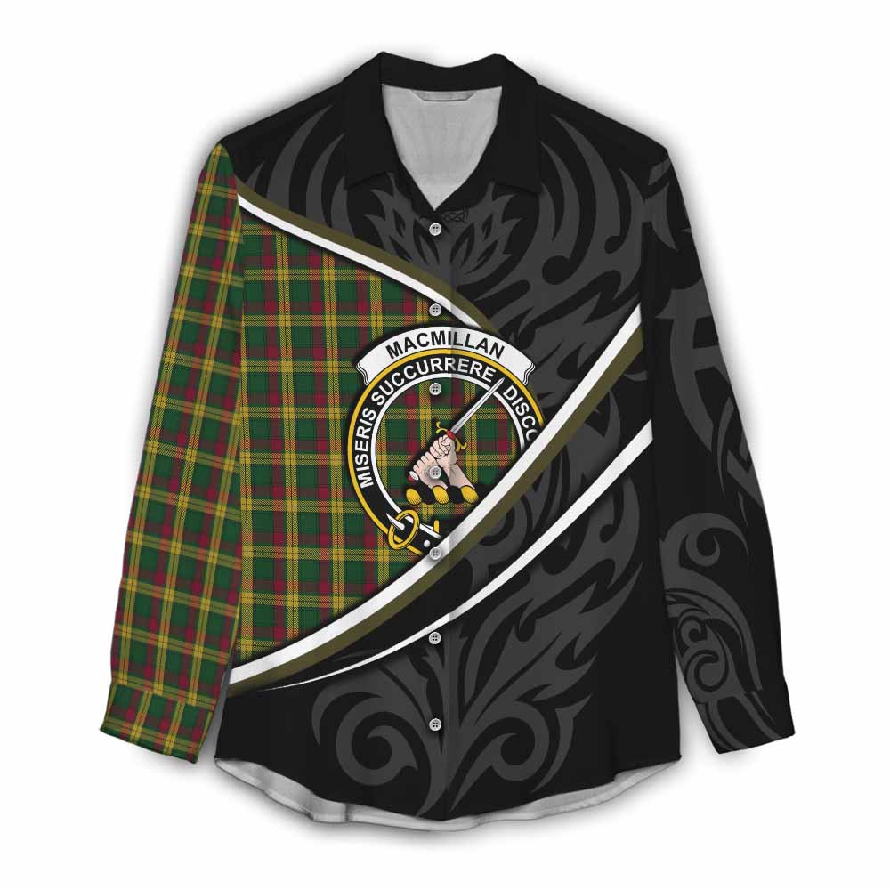 MacMillan (McMillan) Tartan Family Crest Women Casual Shirt Celtic Scottish Thistle Floral - Tartan Vibes Clothing